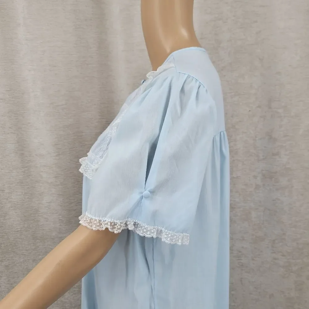 Barbizon Vintage Light Blue Nightgown and Peignoir Robe Set Lace Embroidery